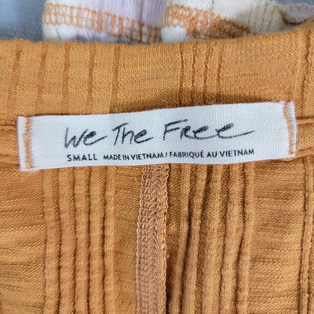 Free People We The Free Big Sur Long Sleeve T Shirt Gold Ribbed Knit Small - Picture 7 of 11